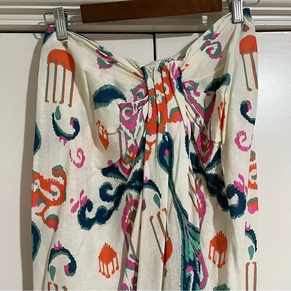 Zara Colorful Patterned Wrap Skirt